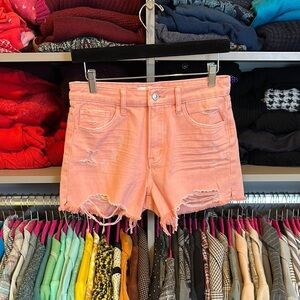 Vervet pink raw hem distressed jean shorts size S
